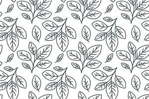 Hand drawn floral pattern vector design. Simple ornament with plant and leaf.