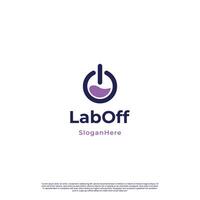 Lab combine with power off logo design template vector