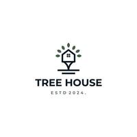 Tree house logo design on isolated background vector