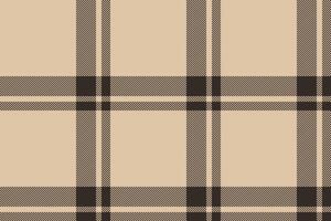 Plaid background, check seamless pattern in beige. Vector fabric texture for textile print, wrapping paper, gift card or wallpaper.