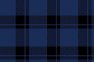 Plaid background, check seamless pattern in blue. Vector fabric texture for textile print, wrapping paper, gift card or wallpaper.