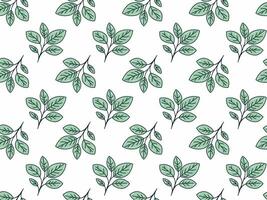 Hand drawn floral pattern vector design. Simple ornament with plant and leaf.