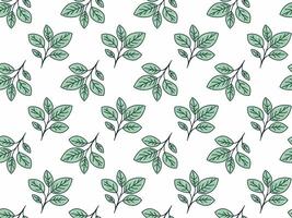 Hand drawn floral pattern vector design. Simple ornament with plant and leaf.