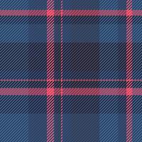 Styled background seamless fabric, fade plaid texture pattern. Fluffy vector textile tartan check in blue and dark colors.