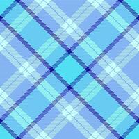 Garment texture textile background, periodic fabric seamless pattern. Scrap check vector tartan plaid in blue and light colors.