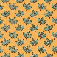 Hand drawn floral pattern vector design. Simple ornament with plant and leaf.