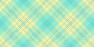 Art fabric background plaid, tracery check textile pattern. Fluffy texture vector tartan seamless in mint and yellow colors.