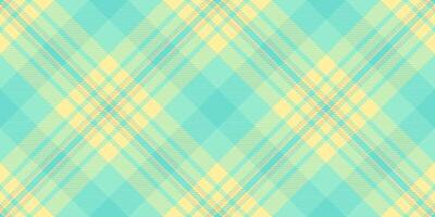 Art fabric background plaid, tracery check textile pattern. Fluffy texture vector tartan seamless in mint and yellow colors.