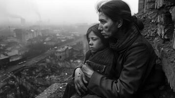 ai generado un sentido reflexión de horror, un capturar el emociones de tragedia durante el genial segundo guerra, un Mira a el profundidad de emoción y temor durante un difícil período en historia foto