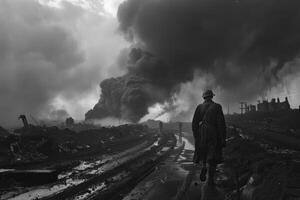 ai generado un sentido reflexión de horror, un capturar el emociones de tragedia durante el genial segundo guerra, un Mira a el profundidad de emoción y temor durante un difícil período en historia foto