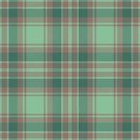 Plaid seamless pattern in green. Check fabric texture. Vector textile print.