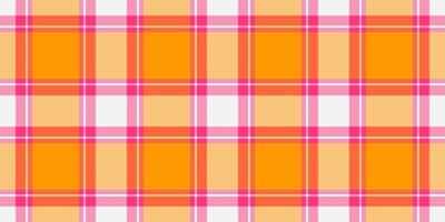 Xmas seamless background textile, infant fabric check pattern. Checking plaid tartan vector texture in pink and red colors.