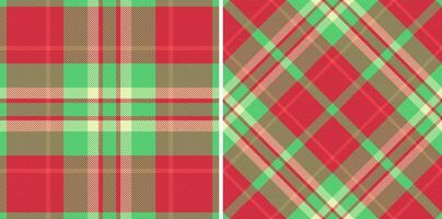 Vector plaid seamless of fabric texture tartan with a check pattern textile background. Set in christmas colors. October fashion trends.
