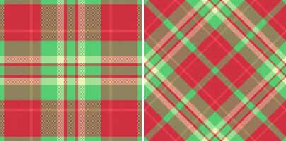 Vector plaid seamless of fabric texture tartan with a check pattern textile background. Set in christmas colors. October fashion trends.