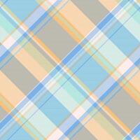 Hobby background fabric textile, layer vector pattern texture. Pretty tartan seamless check plaid in cyan and orange colors.