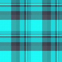 Sofa seamless texture plaid, direct check vector fabric. Interior tartan pattern background textile in cyan and teal colors.