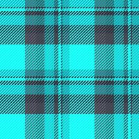 Sofa seamless texture plaid, direct check vector fabric. Interior tartan pattern background textile in cyan and teal colors.