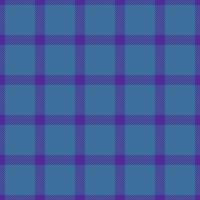 Clan vector plaid fabric, menu check pattern texture. Relax background textile tartan seamless in violet and cyan colors.