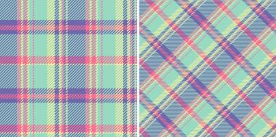 Vector tartan texture of seamless background textile with a check pattern plaid fabric. Set in happy colors. Ribbon craft ideas.