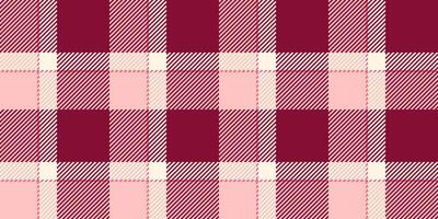 Cosy textile fabric plaid, yard vector check pattern. Elegant background tartan seamless texture in red and light colors.