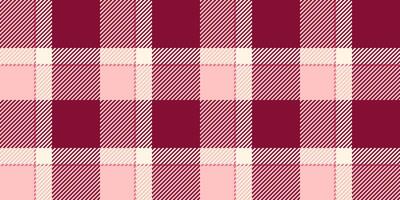 Cosy textile fabric plaid, yard vector check pattern. Elegant background tartan seamless texture in red and light colors.