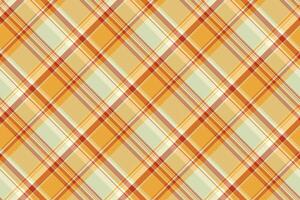 Geometric vector fabric textile, other plaid pattern texture. Party background seamless tartan check in amber and orange colors.
