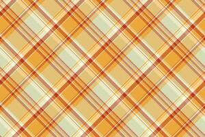 Geometric vector fabric textile, other plaid pattern texture. Party background seamless tartan check in amber and orange colors.