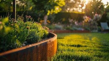 ai generado el jardín es un hermosa ajuste para el verano. foto