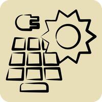 Icon Solar Power. related to Solar Panel symbol. hand drawn style. simple design illustration. vector