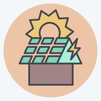 Icon Rooftop PV. related to Solar Panel symbol. color mate style. simple design illustration. vector