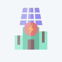 Icon Solar Powered Building. related to Solar Panel symbol. flat style. simple design illustration. vector