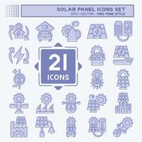 icono conjunto solar panel. relacionado a ecología símbolo. dos tono estilo. sencillo diseño ilustración. vector