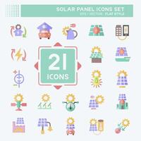 Icon Set Solar Panel. related to Ecology symbol. flat style. simple design illustration. vector