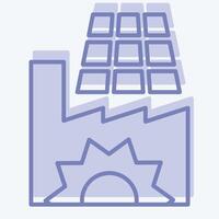 Icon Solar Powered Factory. related to Solar Panel symbol. two tone style. simple design illustration. vector