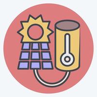 Icon Solar Water Heating. related to Solar Panel symbol. color mate style. simple design illustration. vector