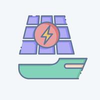 Icon Solar Boat. related to Solar Panel symbol. doodle style. simple design illustration. vector