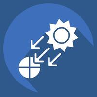 Icon Sunlight. related to Solar Panel symbol. long shadow style. simple design illustration. vector