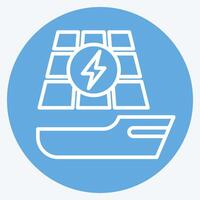 Icon Solar Boat. related to Solar Panel symbol. blue eyes style. simple design illustration. vector