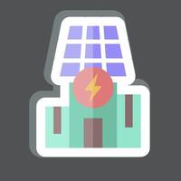 Sticker Solar Powered Building. related to Solar Panel symbol. simple design illustration. vector