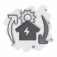 Icon Off the Grid. related to Solar Panel symbol. comic style. simple design illustration. vector