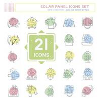 icono conjunto solar panel. relacionado a ecología símbolo. color Mancha estilo. sencillo diseño ilustración. vector