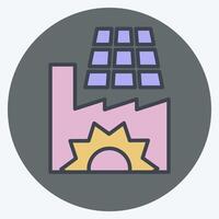 Icon Solar Powered Factory. related to Solar Panel symbol. color mate style. simple design illustration. vector