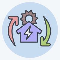 Icon Off the Grid. related to Solar Panel symbol. color mate style. simple design illustration. vector