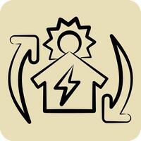 Icon Off the Grid. related to Solar Panel symbol. hand drawn style. simple design illustration. vector