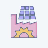 Icon Solar Powered Factory. related to Solar Panel symbol. doodle style. simple design illustration. vector