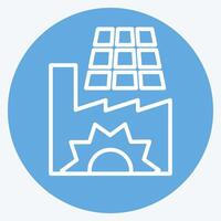 Icon Solar Powered Factory. related to Solar Panel symbol. blue eyes style. simple design illustration. vector