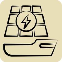 Icon Solar Boat. related to Solar Panel symbol. hand drawn style. simple design illustration. vector