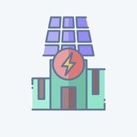 Icon Solar Powered Building. related to Solar Panel symbol. doodle style. simple design illustration. vector