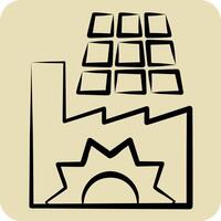 Icon Solar Powered Factory. related to Solar Panel symbol. hand drawn style. simple design illustration. vector