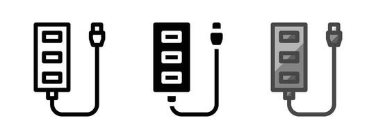 Multipurpose USB Hub Vector Icon in Outline, Glyph, Filled Outline Style